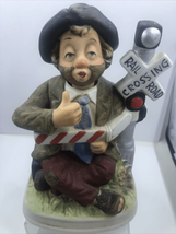 MELODY IN MOTION Railroad Cross Willie Figure Hobo Clown Music Box Doesn... - $17.82