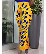 High Waist Printed Yellow Long Pencil Skirt - £32.35 GBP