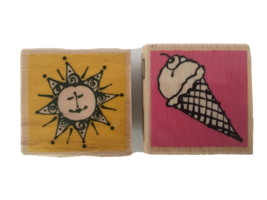 Vap Scrap Mounted Rubber Stamps Lot of 2 Sun and Ice Cream Cone Summer Crafting - £7.83 GBP