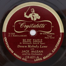 Jack McLean - Blue Sails / Ruth 10&quot; 78rpm Shellac Record Crystalette CR-... - £41.76 GBP