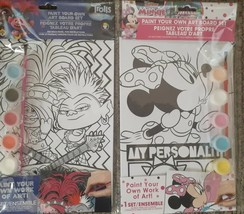 Lot of 2 Paint Your Own 6&quot; x 9&quot; Art Board Sets - Trolls and Minnie Mouse - £6.45 GBP