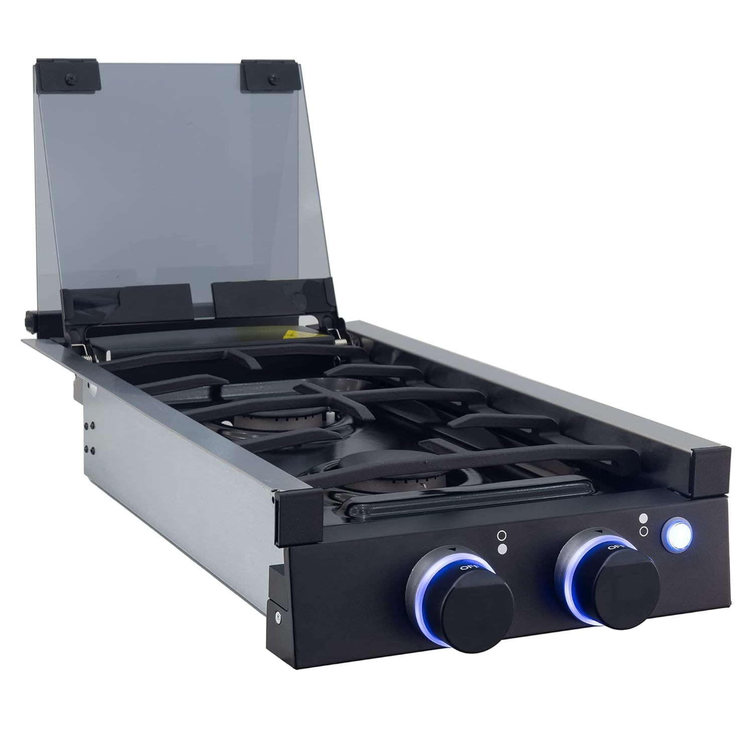 RecPro RV Built In Gas Cooktop | 2 Burners | RV Cooktop Stove | 6,500 BTU Burner