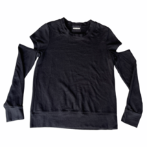 Monrow Sweatshirt Damen XS Schwarz Cut Offen Schultern Baumwollmischung ... - $28.70