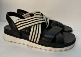 Aerosoles Kings Park Black and Off White Stretch Strappy Sandals Size 8 - £19.73 GBP