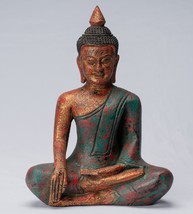 Antik Khmer stil SE Asien sitzender Holz Enlightenment Buddha Statue 27cm/27.9cm - £225.18 GBP
