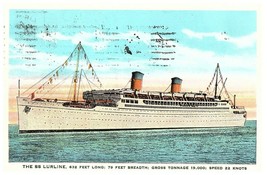 SS Lurline Ship Luxury at Sea Postcard Posted 1933 from San Pedro CA - £14.57 GBP