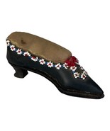 Antique Victorian Folk Art Wood Shoe Sewing Pin Cushion Beaded Hand Carv... - $127.89 CAD