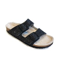 Birkenstock Arizona Womens Size 8 Mens Size 6 Fur Wool Lined Sandals Gray EU 39 - £94.91 GBP