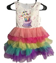 Sunny Fashion Girls Happy Birthday Colorful line Dress with Tulle Skirt ... - $10.43