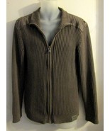 Men&#39;s Nautica Jeans Putty Colored Full Zippered Ribbed Sweater Size Large - $922.02 MXN
