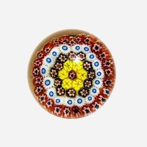 Vtg Concentric Millefiori Canes Candy 2.5&quot; Paperweight Yellow White Blue Orange - $33.25