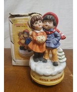 Bisque Winter Wonderland Musical Figurine Hand Painted Porcelain Origina... - $17.72