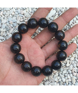 Genuine Indonesian Sea Willow Bracelet 16 MM Black Coral 14 Beads Yusr H... - $66.00