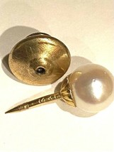 Vintage Genuine Pearl Tie Tack, 14K Yellow Gold - £30.29 GBP