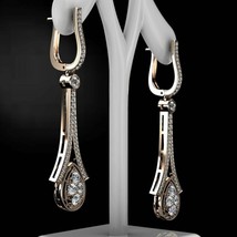 4Ct Round Simulated Diamond Drop/Dangle Earrings Solid 18K Yellow Gold Plated - £87.04 GBP