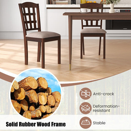 Set of 2 Wood Kitchen Chairs with Faux Leather Upholstered Seat-Coffee - Color:  Item image 5