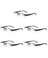 5 Pairs Mens Metal Black Frame Rectangular Reading Glasses Spring Hinge ... - £13.39 GBP