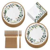 Eucalyptus Greens Garden of Love Bridal Party Supplies - Paper Dinner Plates, Na - £10.72 GBP+