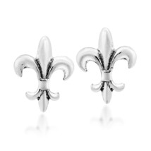 Simply Elegant Sterling Silver Fleur-de-Lis Stud Earrings - £10.19 GBP