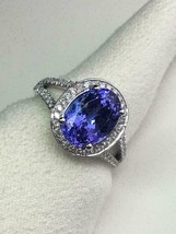 3Ct Simulated Tanzanite Diamond Engagement Ring 14K White Gold Plated Silver - £87.03 GBP