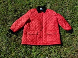 Ralph Lauren Red Quilted equestrian Barn windbreaker Jacket Size 4LT Tall - $39.60