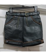 Vintage German Austrian Lederhosen Green Leather Shorts Oktoberfest Wome... - $163.03 CAD