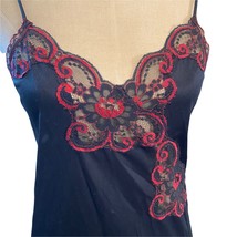 Black &amp; Red Lace Mermaid Style Vintage Lace Nightgown Slip Lingerie Small - £38.60 GBP