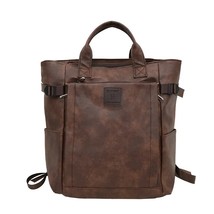 Men Fashion Leather Backpack Large Capacity Laptop Travel College Students Schoo - £153.59 GBP