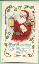 Christmas Joy Santa Postcard Lantern and bag Toys 1913 - £7.85 GBP