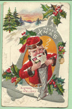 A Merry Christmas Sisters Delight Santa Postcard Xmas - £7.98 GBP