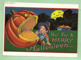 Halloween repro Postcard Dover Boy &amp; Large Jackolantern - £3.97 GBP