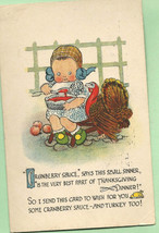 Thanksgiving Postcard 1914 little girl with Turkey - £10.21 GBP