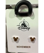 Disney Parks Mickey Mouse Faux Topaz November Birthstone Earrings Silver... - $47.40 CAD