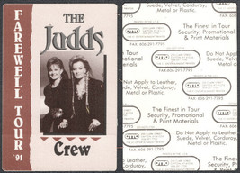 The Judds Cloth OTTO Crew pass from the 1991 Farewell Tour - Naomi Judd - £6.85 GBP