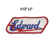 Vintage Name Edward Blue Red Patch Embroidered Sew-on Work Shirt Uniform... - £2.71 GBP