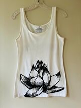 Funkyoga White Tank Top Lotus Meditate Soft Stretch Top Size L - €13,64 EUR