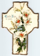 Easter Postcard Joys Be Yours Die-Cut Lilies Flowers Cross Ernest Nister Unused - £13.92 GBP