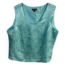 Dressbarn Womens Crop Top Green Geometric Sleeveless Scoop Neck Knit Plus 22W - £17.45 GBP