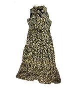 Who What Wear Floral Yellow Black Long Maxi Dress Tiered Whimsigoth Cott... - $20.00