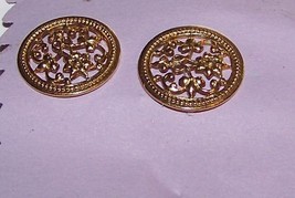 Floral Earrings gold colored  metal pierced posts  - £5.50 GBP