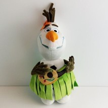 Disney Store Olaf Plush Stuffed Animal  with Hula Skirt Frozen 13"