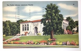View Of The Public Library Lakeland Florida FL Vintage Posted 1952 Linen PC - £3.94 GBP