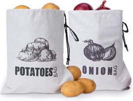 Potato Onion Storage Bag Fabric Onion and Potatoes Storage Bag Washable Garlic P - £19.82 GBP