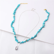 Bohemian Multilayer Blue Turquoises or Red Coral Stone Handmade Necklace - £9.38 GBP