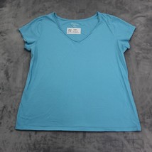 Eddie Bauer Womens XL Blue Plain V Neck Short Cap Sleeve Pullover Outwear - £18.27 GBP