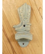 Cast Iron Cowboy Boot Beer Soda Bottle Opener Wall Mounted Green Gold Op... - $20.92 CAD