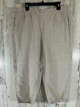 J Jill Capri Pants Size XL 38x22 Beige Oatmeal 100% Linen Tapered Leg Hi... - £23.17 GBP