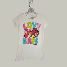 Angry Birds Girls Shirt Small Youth Kids Love Birds White Short Sleeve Easter - £7.96 GBP