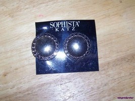 Silver Disc  Earrings 1980&#39;s Sophista&#39; Katz hearts - £7.81 GBP