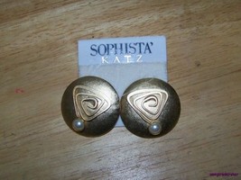 Gold Pearl Earrings 1980&#39;s Sophista&#39; Katz pierced - £7.96 GBP